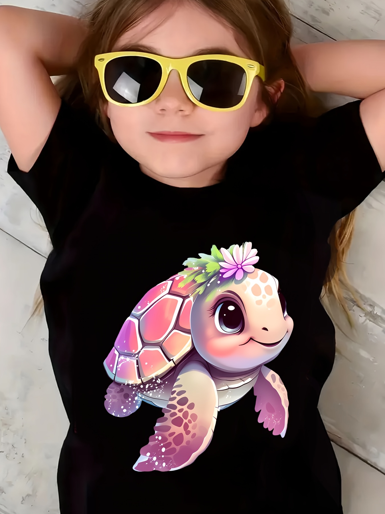 Baby Clothing Cheap - Bebek Kız Kawaii Pembe Kaplumbağa Baskılı