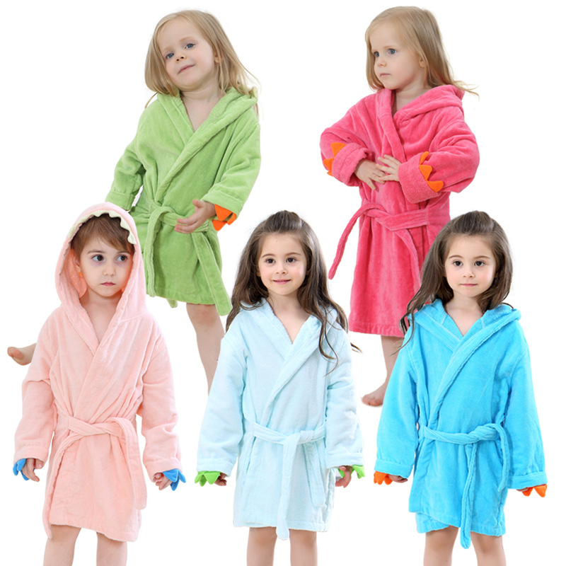 Baby Clothing Factory Shop - Çocuk Bornoz Kapşonlu Ejderha Paw Tasarım